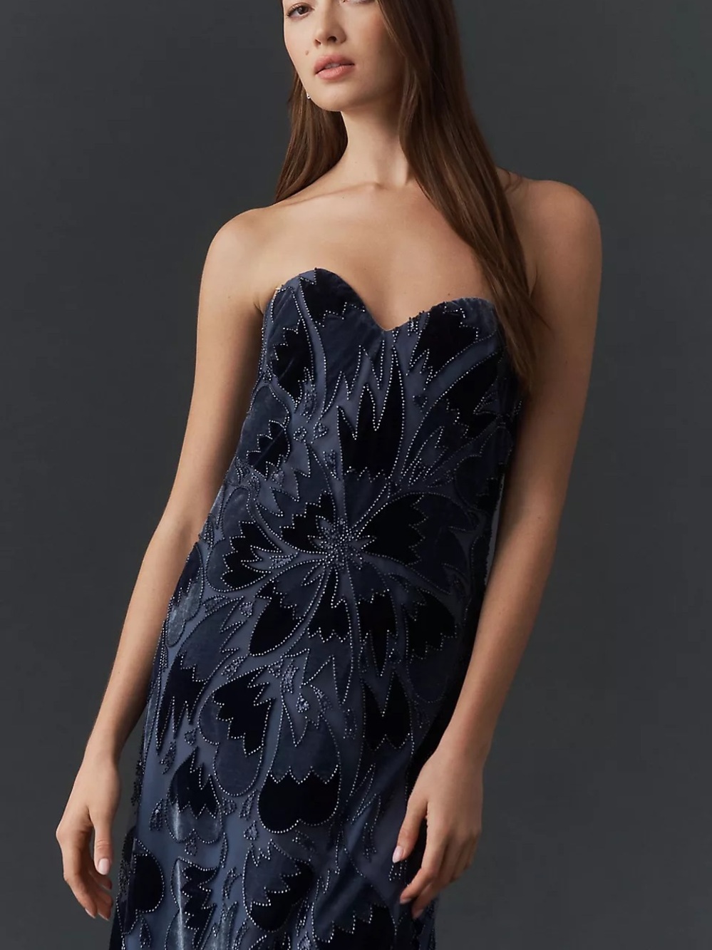 Helsi Sasha Floral Strapless Maxi Dress in Demin Blue Size XS Preloved - Picture 2 of 10
